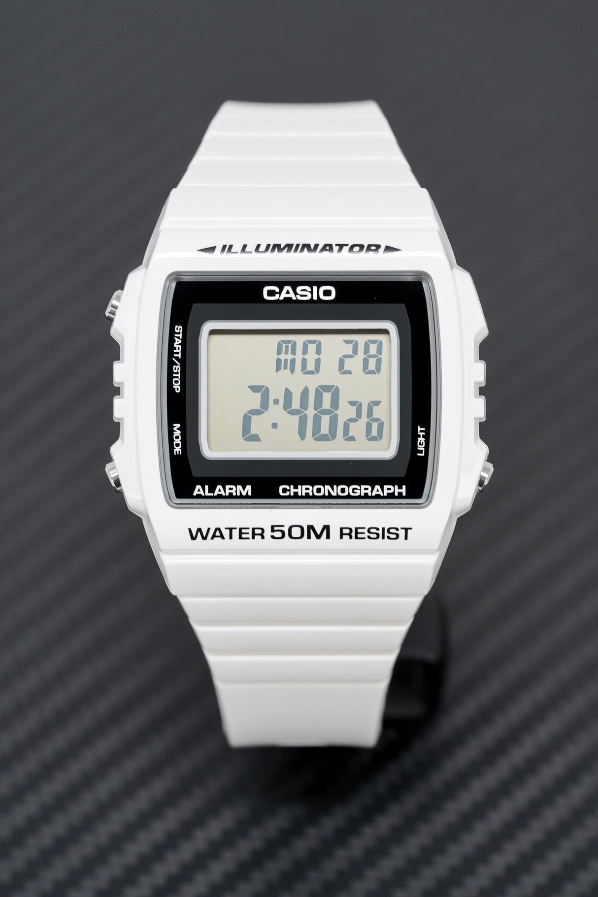 Casio Watch Alarm Chronograph Digital White W-215H-7AVDF