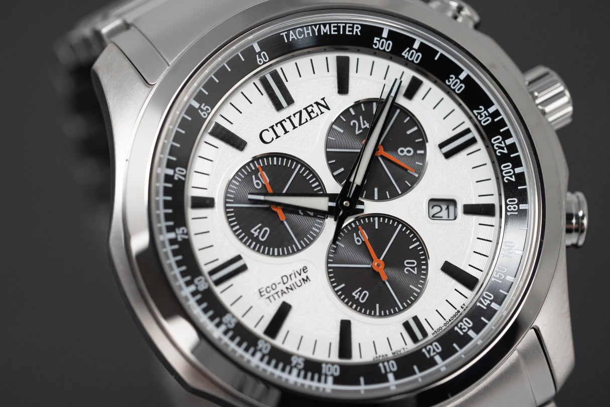 Citizen Eco-Drive Chronograph Silver Men's Watch AT2530-85A