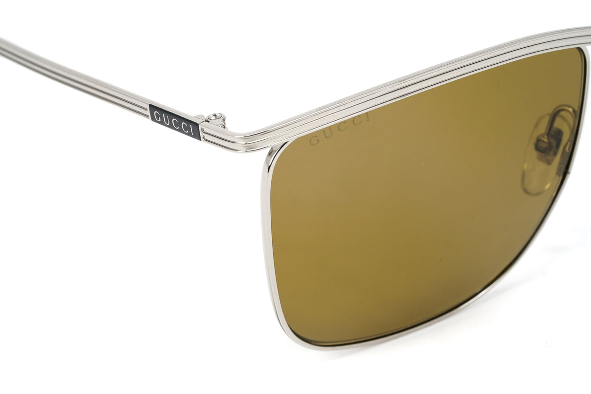 Gucci Men's Sunglasses Classic Square Silver Brown GG0821S-002 62