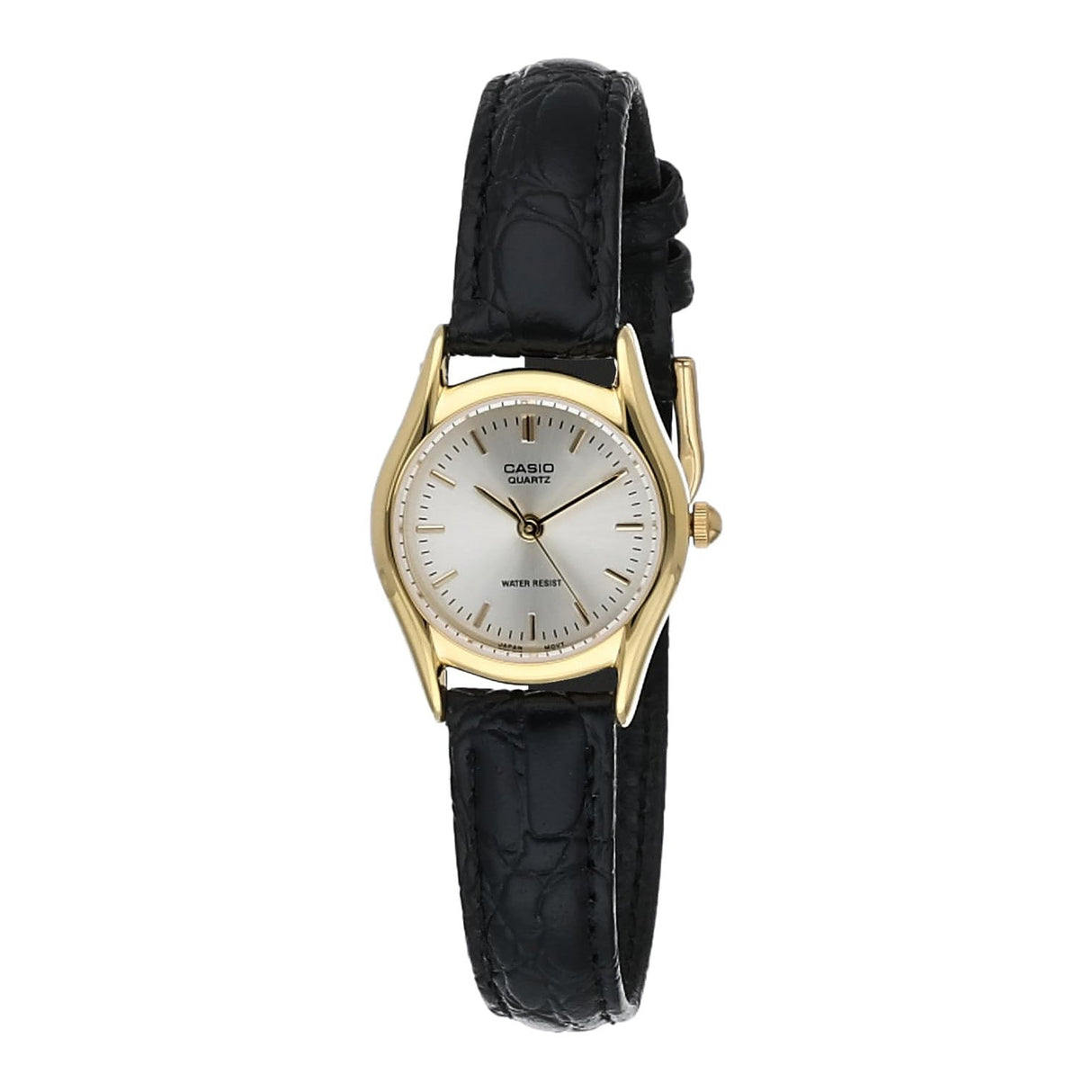 Casio Dress 24mm Gold Ladies Black Leather Analogue Watch