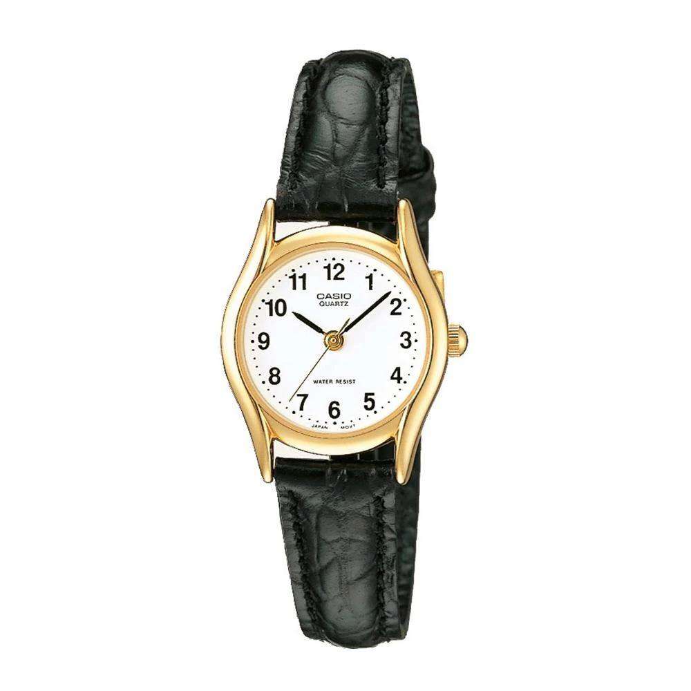 Casio Dress 31mm Gold Ladies' Black Leather Analogue Watch