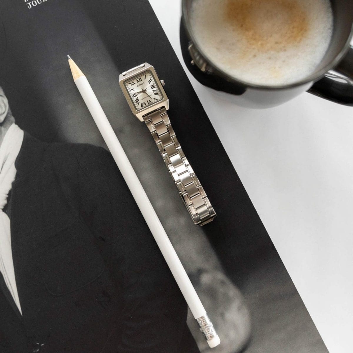 Casio Ladies' 22mm Rectangular Silver Stainless Steel Watch