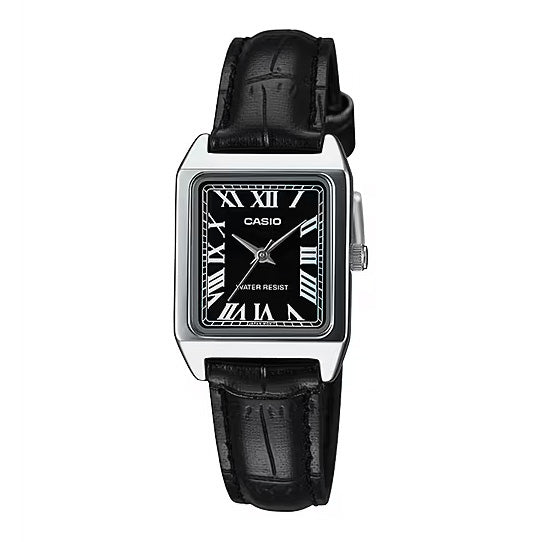 Casio Slim Ladies' Black Leather Watch