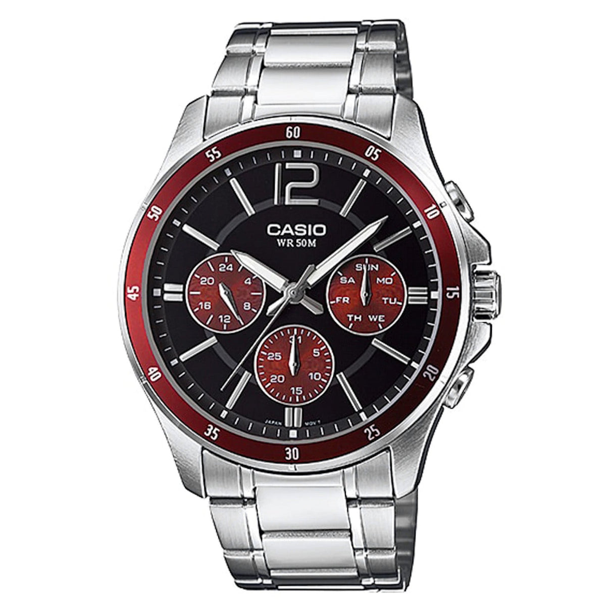 Casio Men's Watch Chronograph Stainless Steel Red MTP-1374D-5AVDF