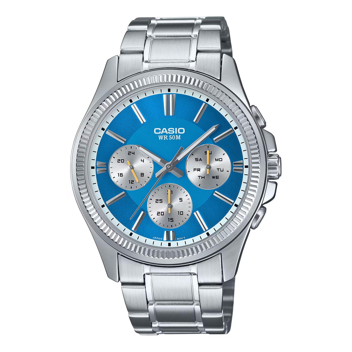 Casio Chrono 42mm Silver Men's Blue Analogue Watch