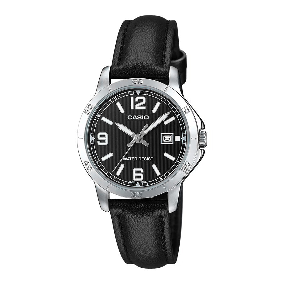 Casio Ladies Black Leather Watch MTP-V004L-1BUDF