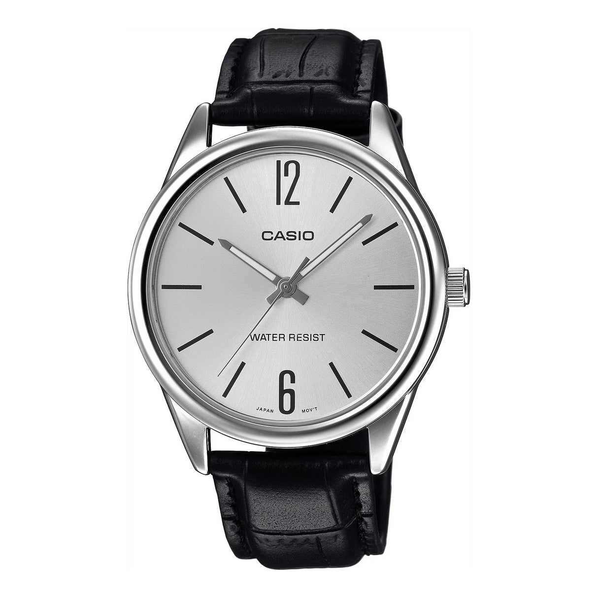 Casio Classic 40mm Silver Men's Black Leather Analogue Silver Watch