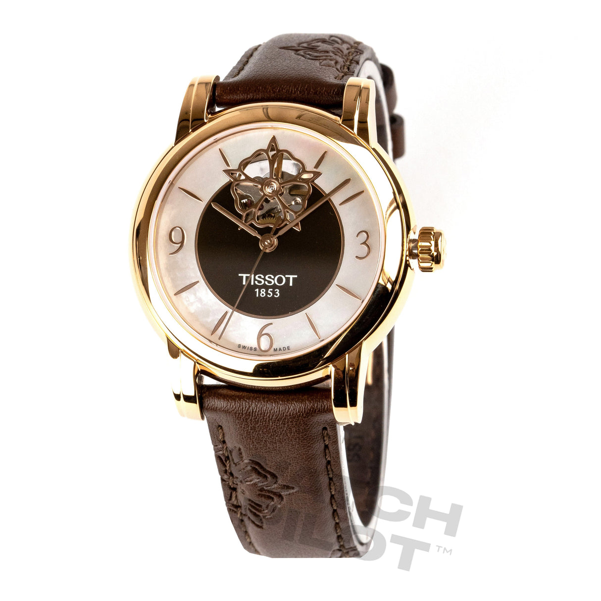 Tissot Ladies Automatic Watch Heart Flower 35mm Powermatic 80 Brown