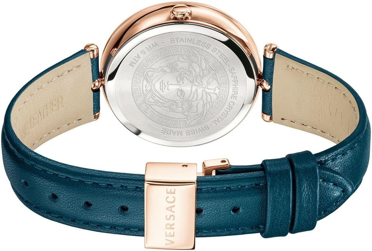 Versace Ladies Watch Palazzo Empire 34mm Teal Rose Gold