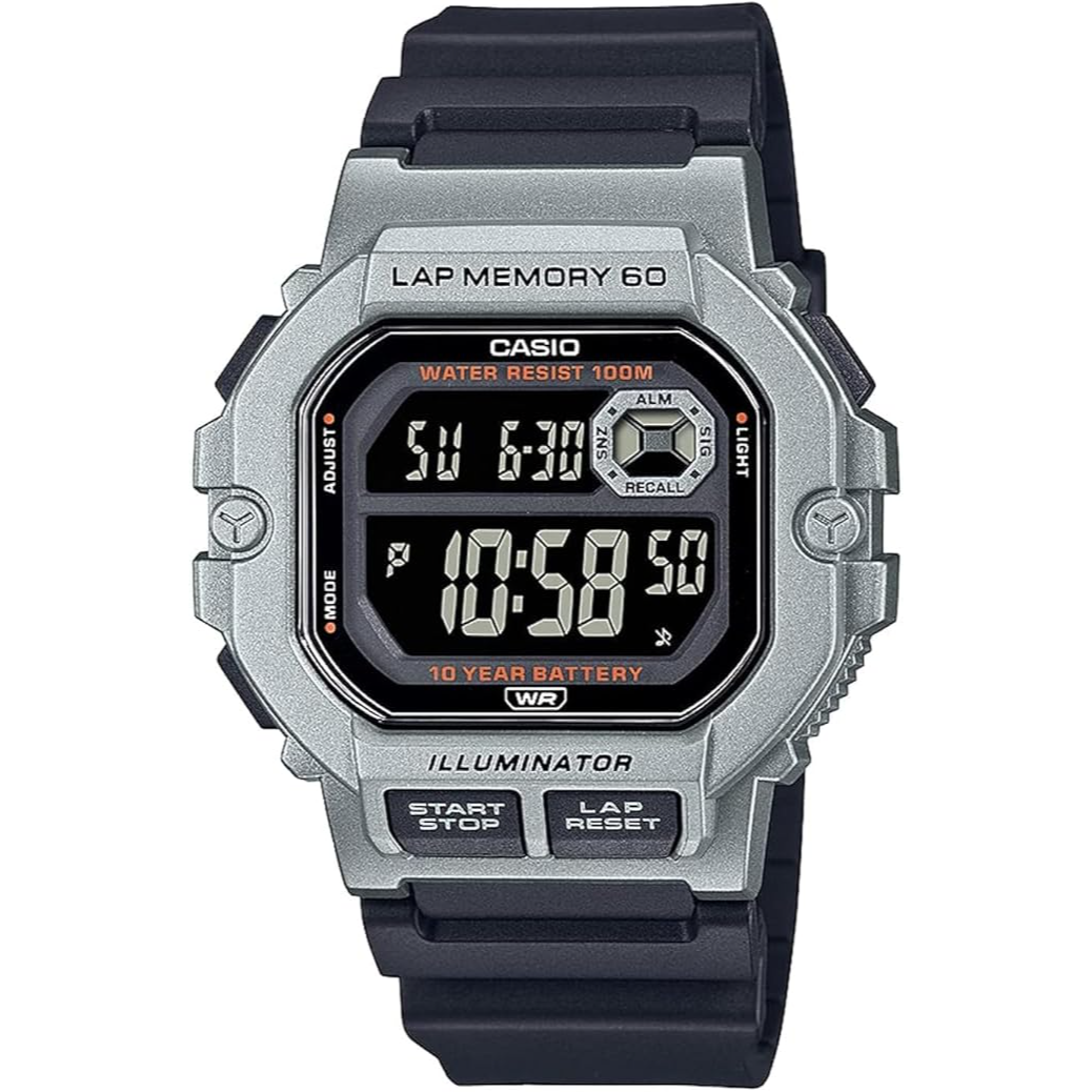 Casio Digital Watch Black Silver WS-1400H-1BVDF