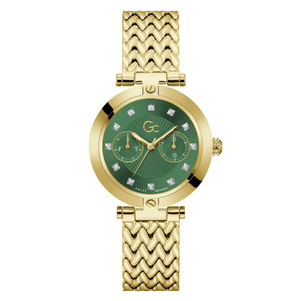 Gc Vogue Ladies Green Gold Watch Z21007L1MF