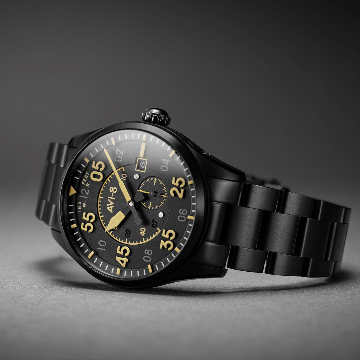 Analogue Watch - AVI-8 Midnight Chrome Yellow Spitfire Automatic Watch AV-4073-33