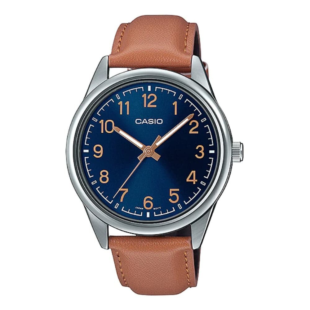 Casio Dress Blue 40mm Unisex Brown Leather
