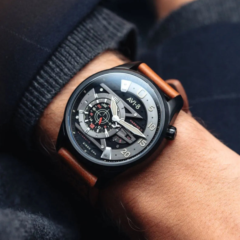 Chronograph Watch - AVI-8 Black Insignia Yellow Hawker Harrier II Chronograph Watch AV-4070-04