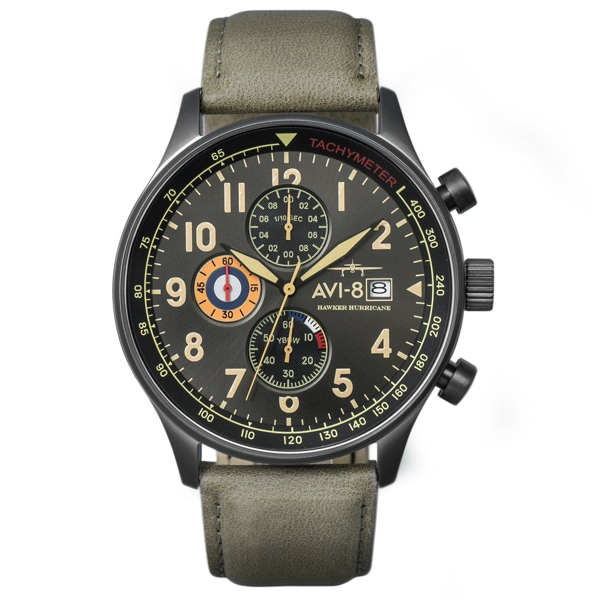 Chronograph Watch - AVI-8 Dark Earth Hawker Hurricane Chronograph Watch AV-4011-0E