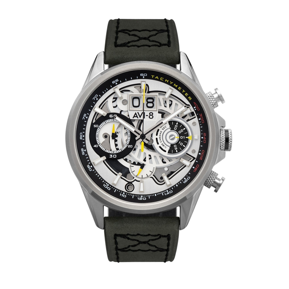 Chronograph Watch - AVI-8 Ivory Steel Hawker Harrier Chronograph Watch AV-4065-01