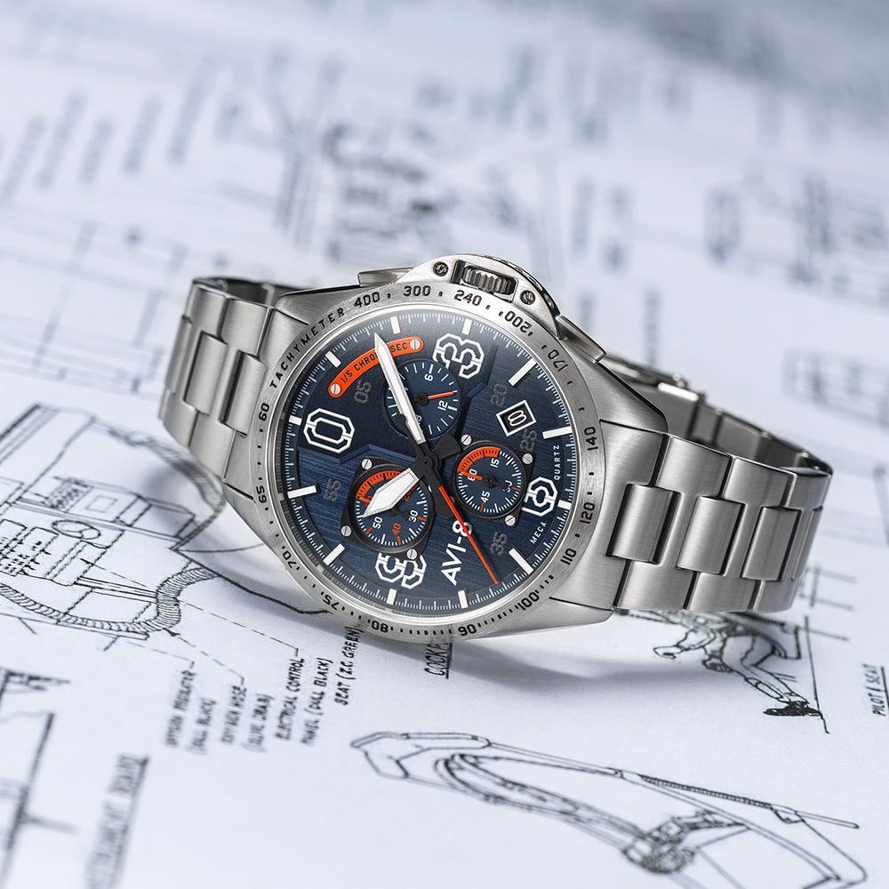 Chronograph Watch - AVI-8 Men's Blue P-51 Mustang Chronograph Watch AV-4077-22