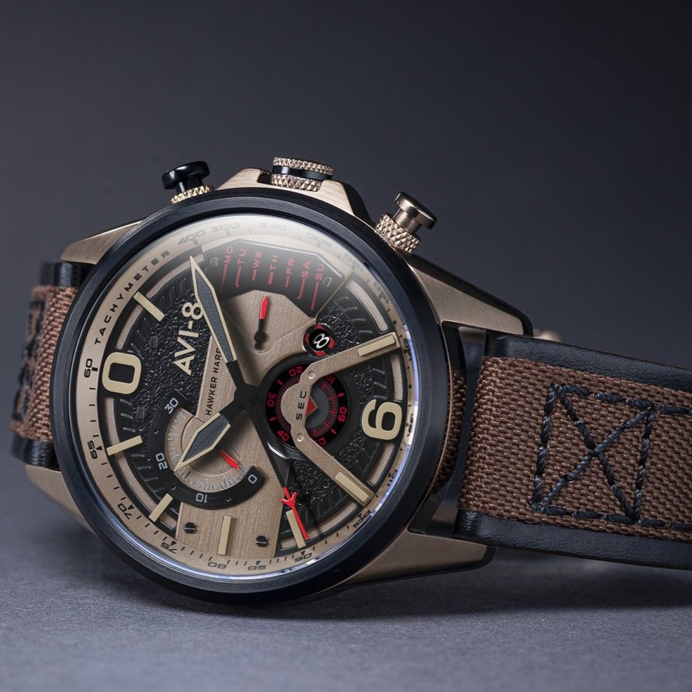 Chronograph Watch - AVI-8 Men's Desert Brown Hawker Harrier II Watch AV-4056-06