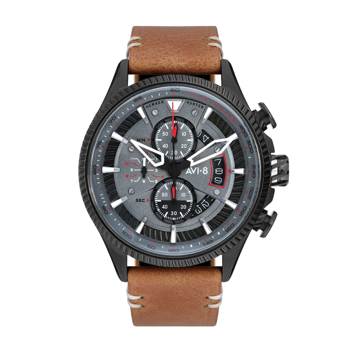 Chronograph Watch - AVI-8 Scarlet Black Brown Hawker Hunter Chronograph Watch AV-4064-03