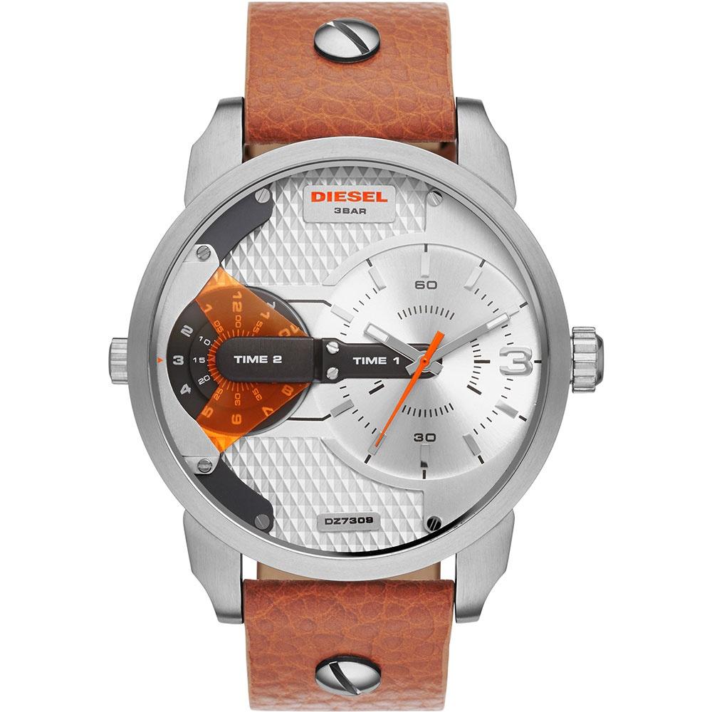 Diesel Men's Watch Mini Daddy Silver Brown - Designer Watch Store
