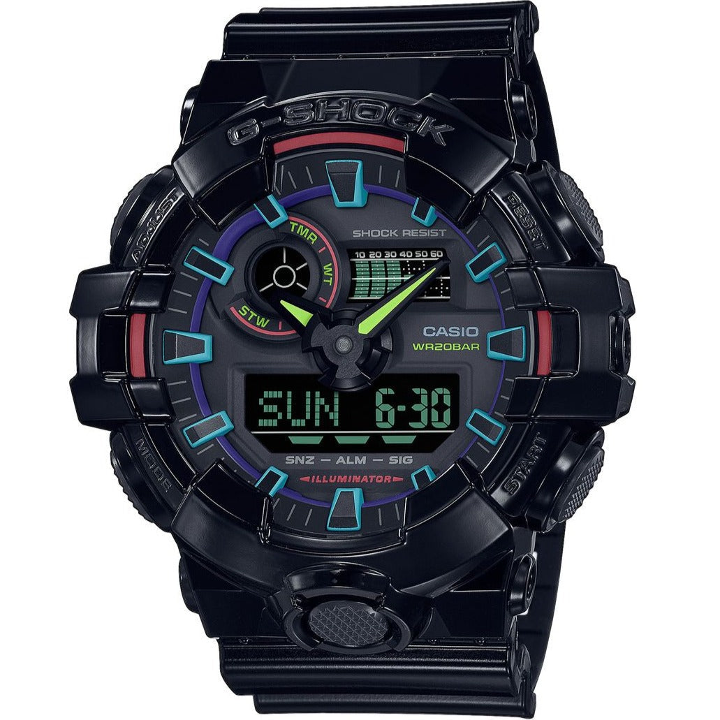 Digital Watch - Casio G-Shock Virtual Rainbow Series Men's Black Watch GA-700RGB-1AER