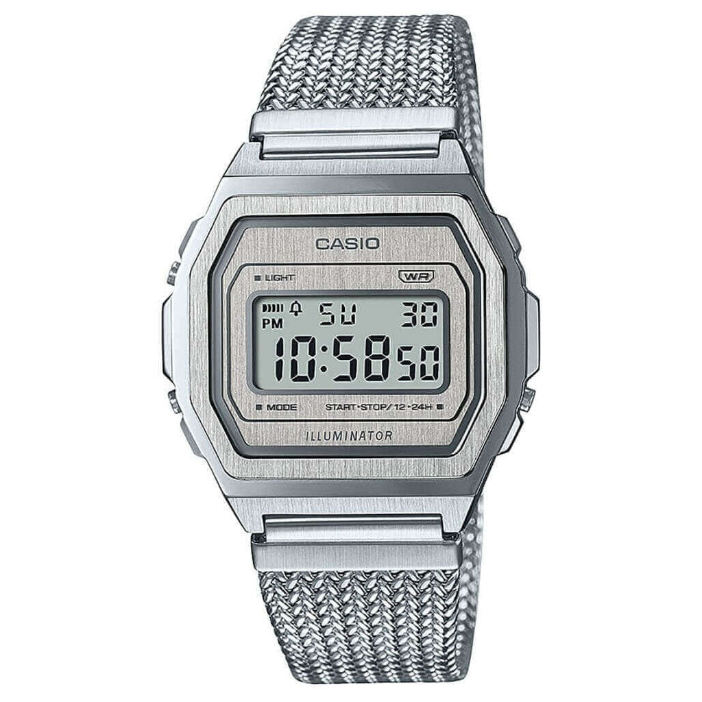 Digital Watch - Casio Vintage Unisex Silver Watch A1000MA-7EF