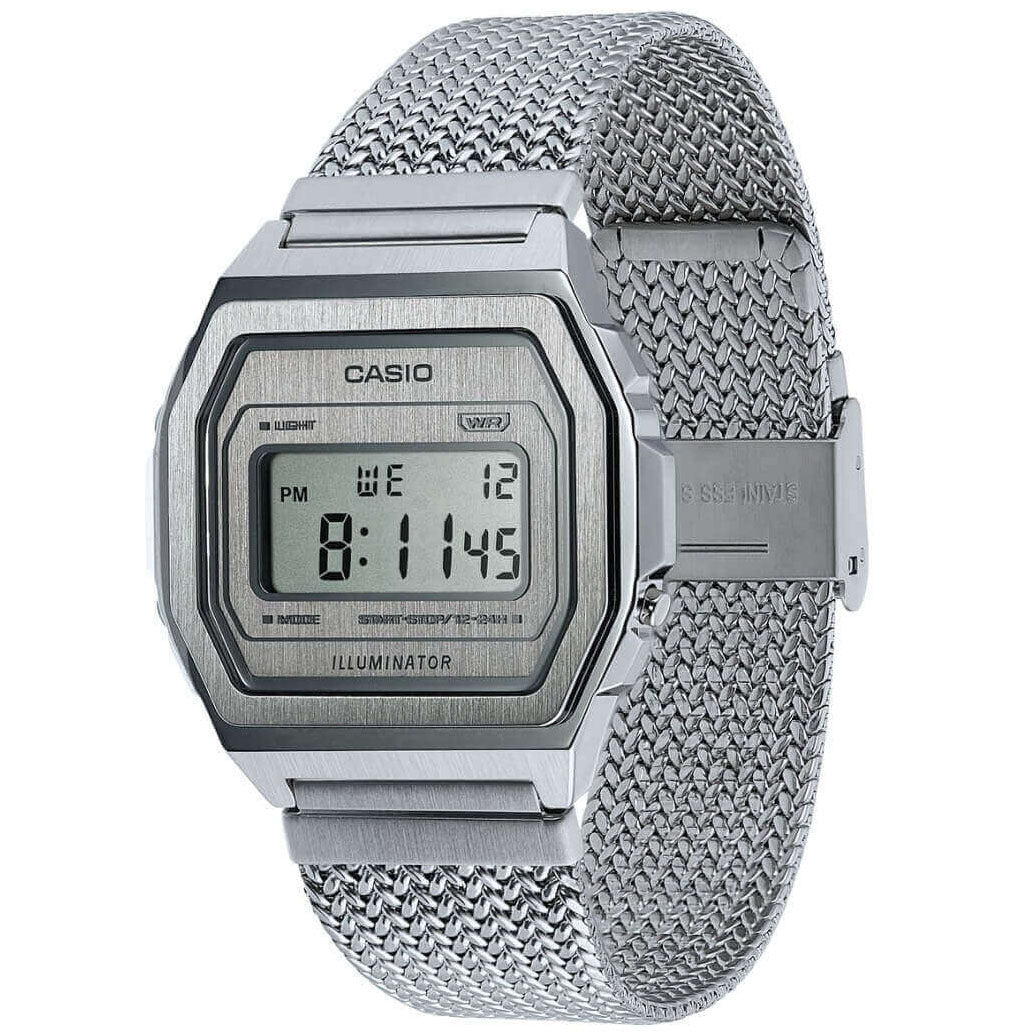 Digital Watch - Casio Vintage Unisex Silver Watch A1000MA-7EF