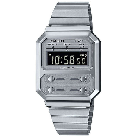 Digital Watch - Casio Vintage Unisex Silver Watch A100WE-7BEF