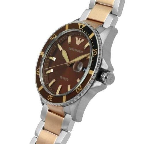 Emporio Armani Men's Diver Watch Two Tone Rose Gold AR11340