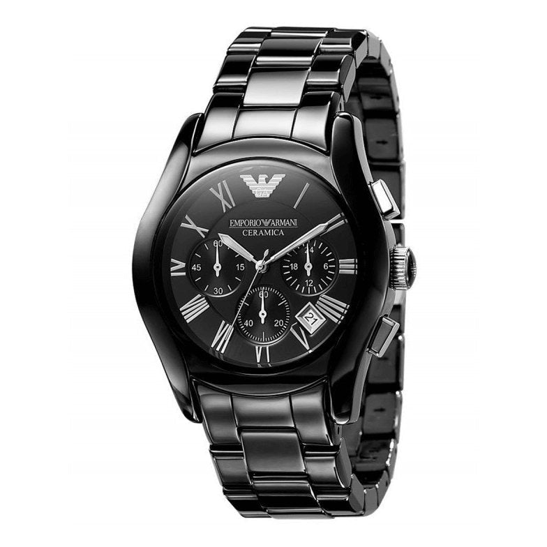 Emporio Armani Ladies Chronograph Watch Ceramica Black AR1401 - Designer Watch Store
