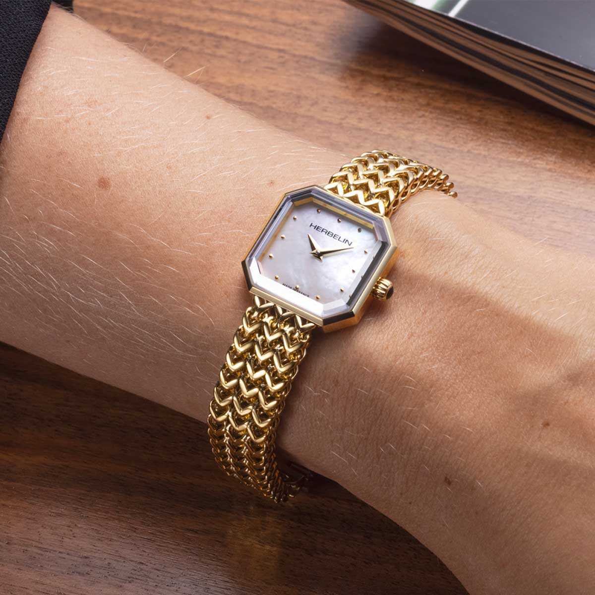 Herbelin Octogone Ladies Gold Watch 17436/BP19