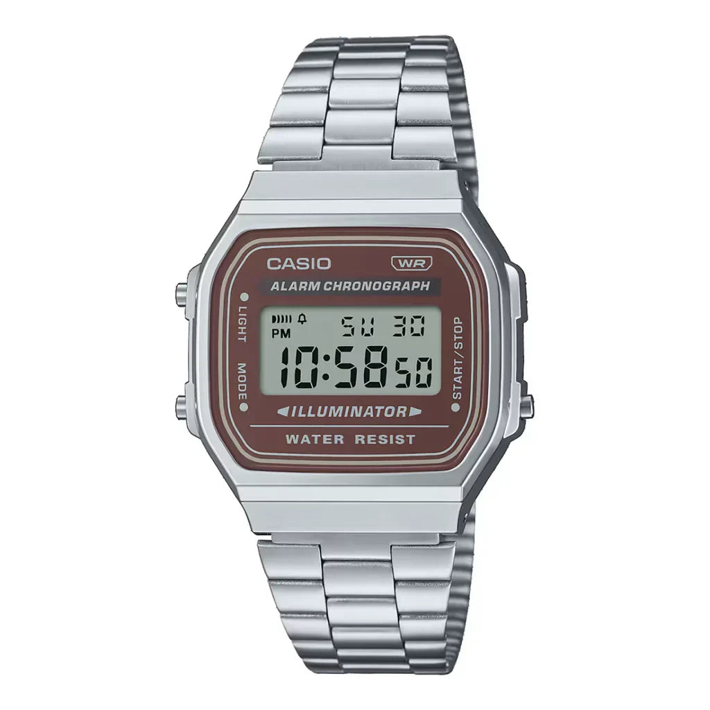 Casio A168WA-5AYDF Unisex Brown Silver Digital Watch