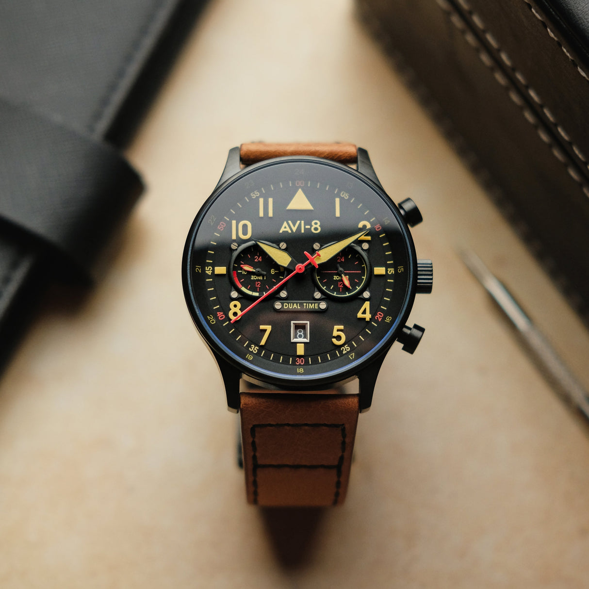 Pilot Watch - AVI-8 Carey Dual Time Debden Watch AV-4088-03