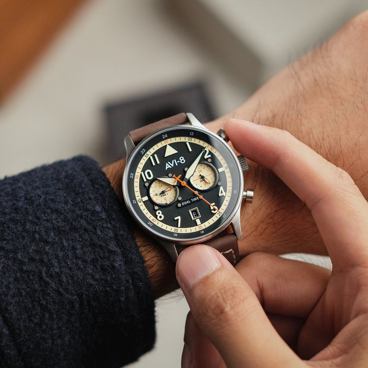 Pilot Watch - AVI-8 Carey Dual Time Manston Watch AV-4088-01