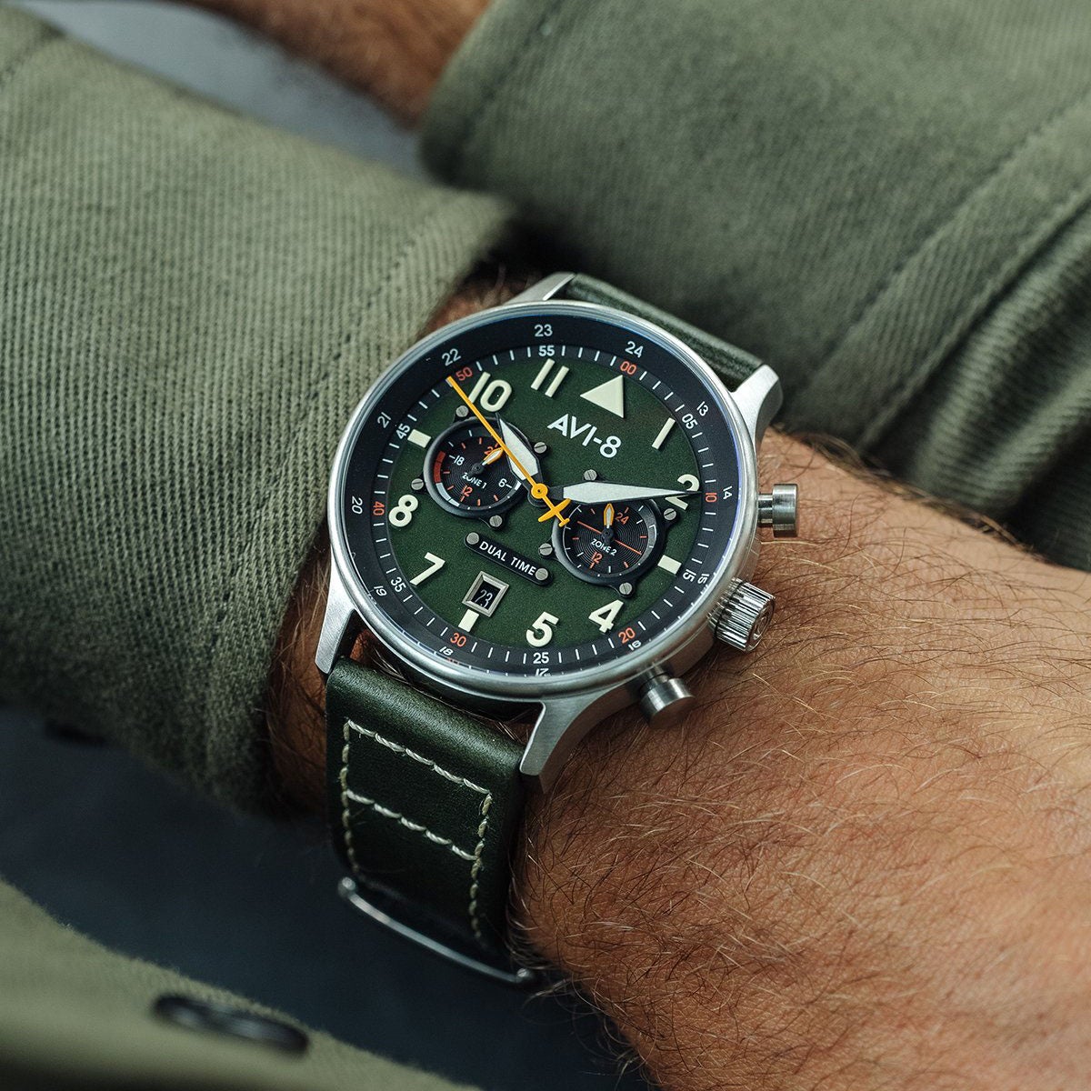 Pilot Watch - AVI-8 Carey Dual Time Merville Watch AV-4088-02