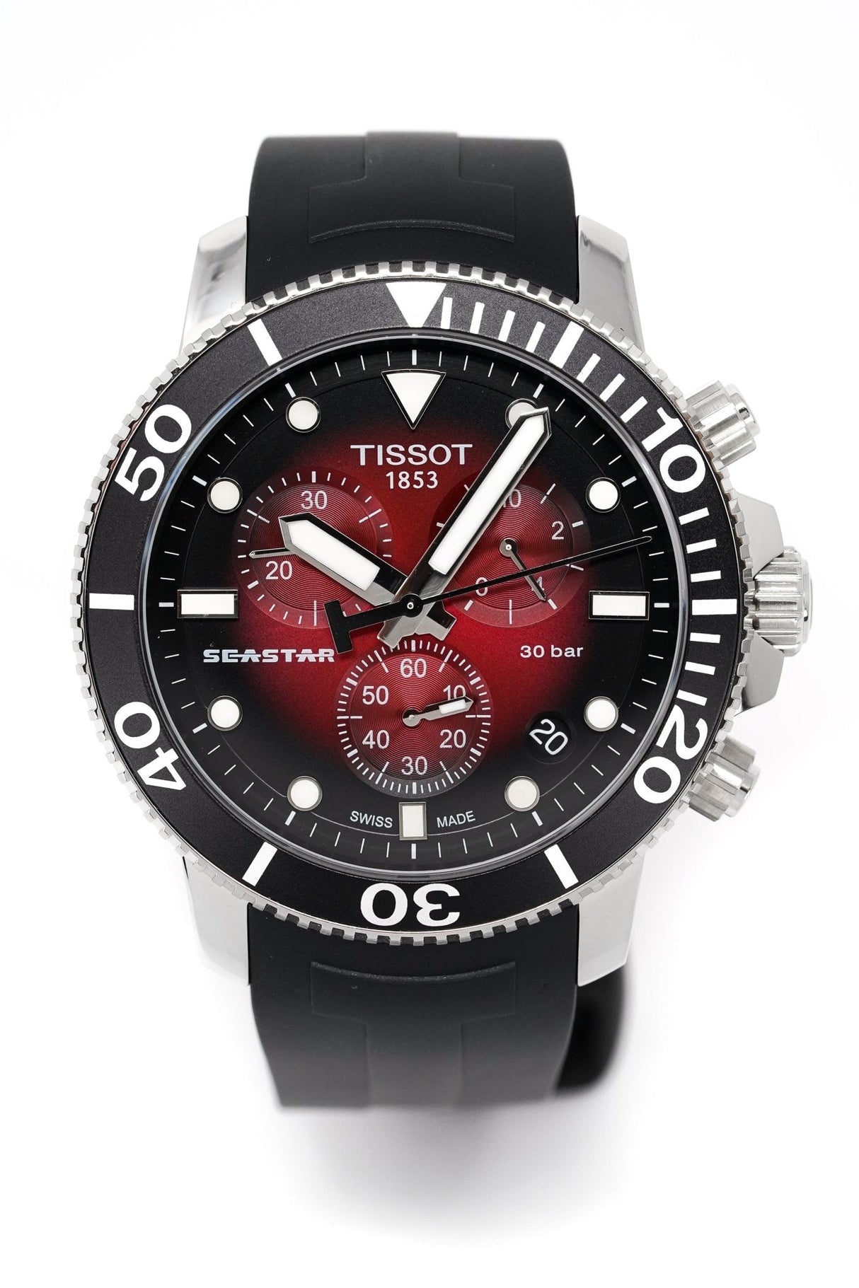 Tissot Chronograph Watch SEASTAR 1000 Red Rubber T1204171742100 - Designer Watch Store