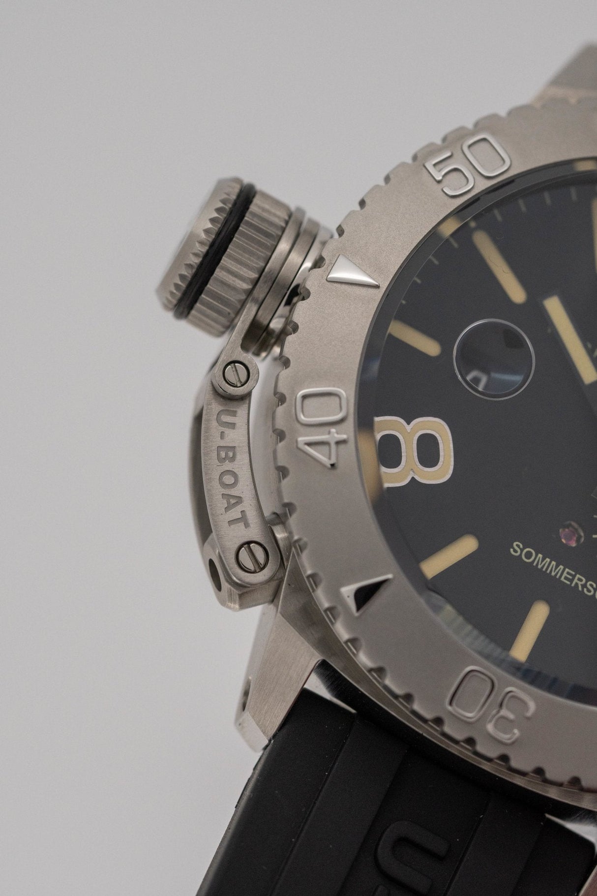 U-Boat Sommerso Diver Black Silicone Strap - Designer Watch Store