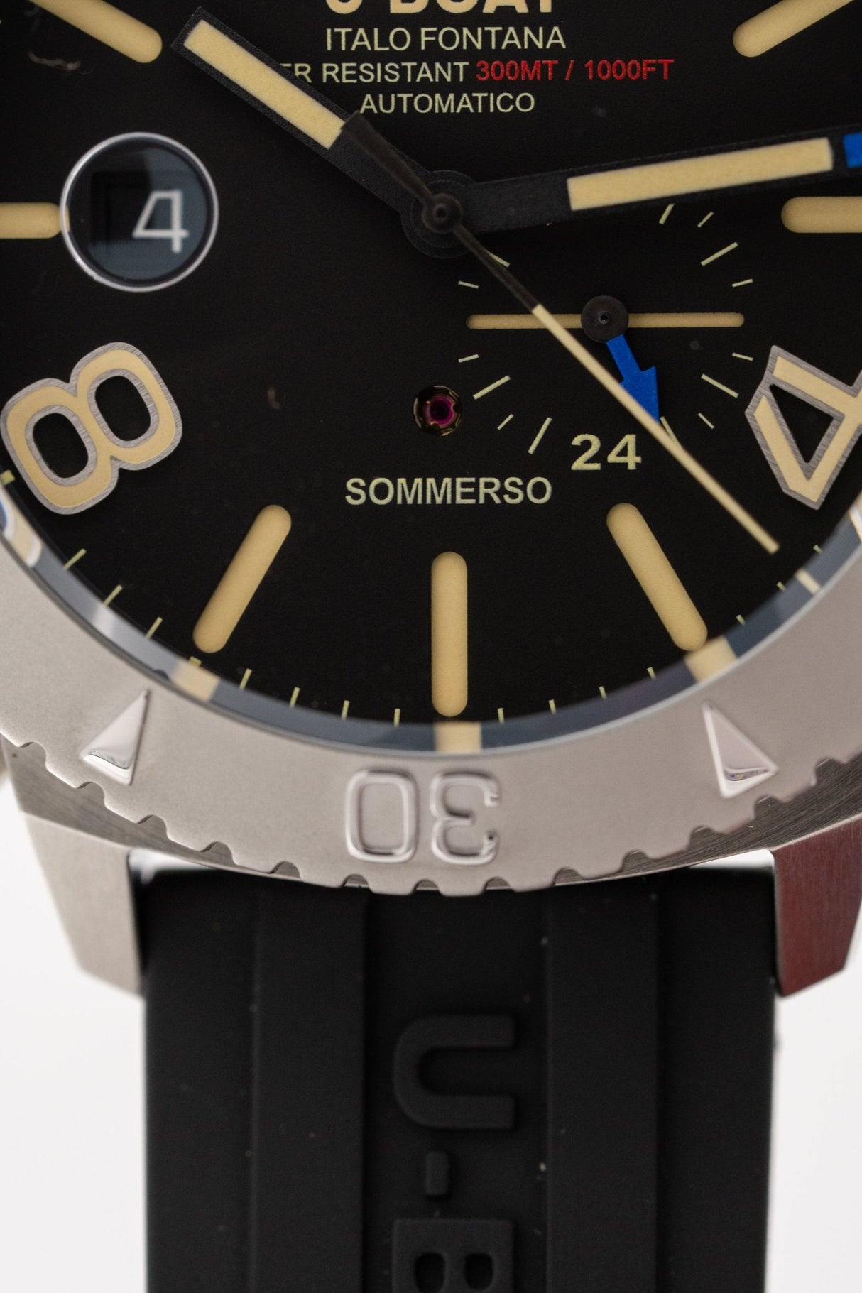 U-Boat Sommerso Diver Black Silicone Strap - Designer Watch Store