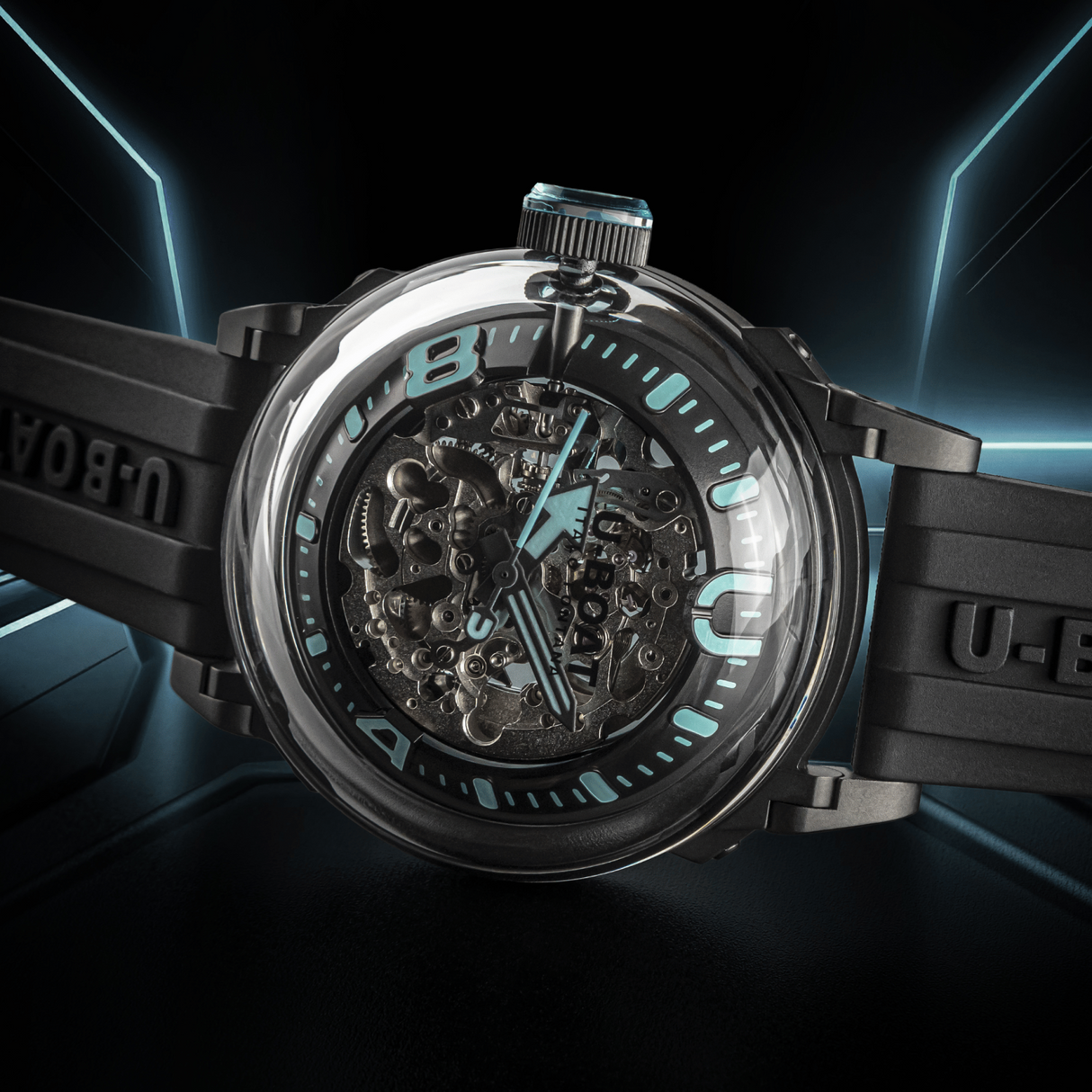 U-Boat Men’s Watch 44mm U-65 Automatic Skeleton Turquoise