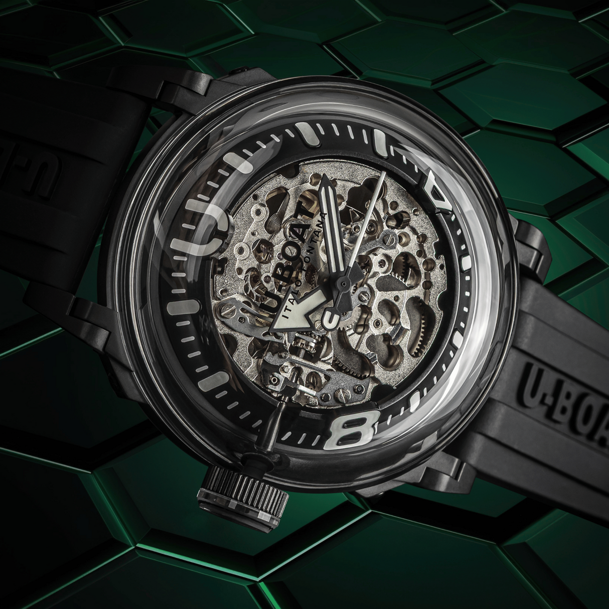 U-Boat Men's Watch 44mm U-65 Automatic Skeleton White