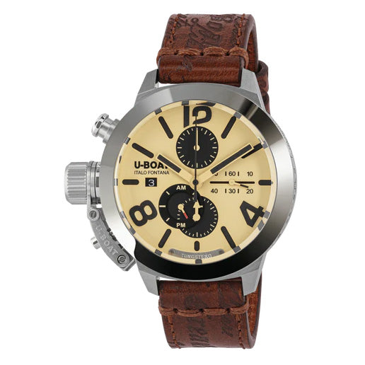 U-Boat Men’s Watch 45mm Classico Tungsten Chronograph Beige Brown