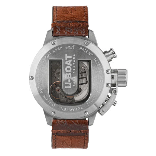 U-Boat Men’s Watch 45mm Classico Tungsten Chronograph Beige Brown