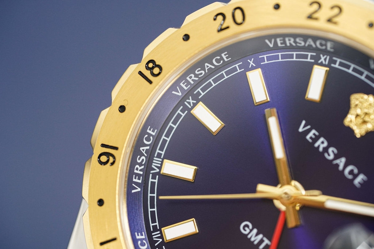 Versace Men's Watch Hellenyium GMT Two-Tone Blue V11060017 - Designer Watch Store