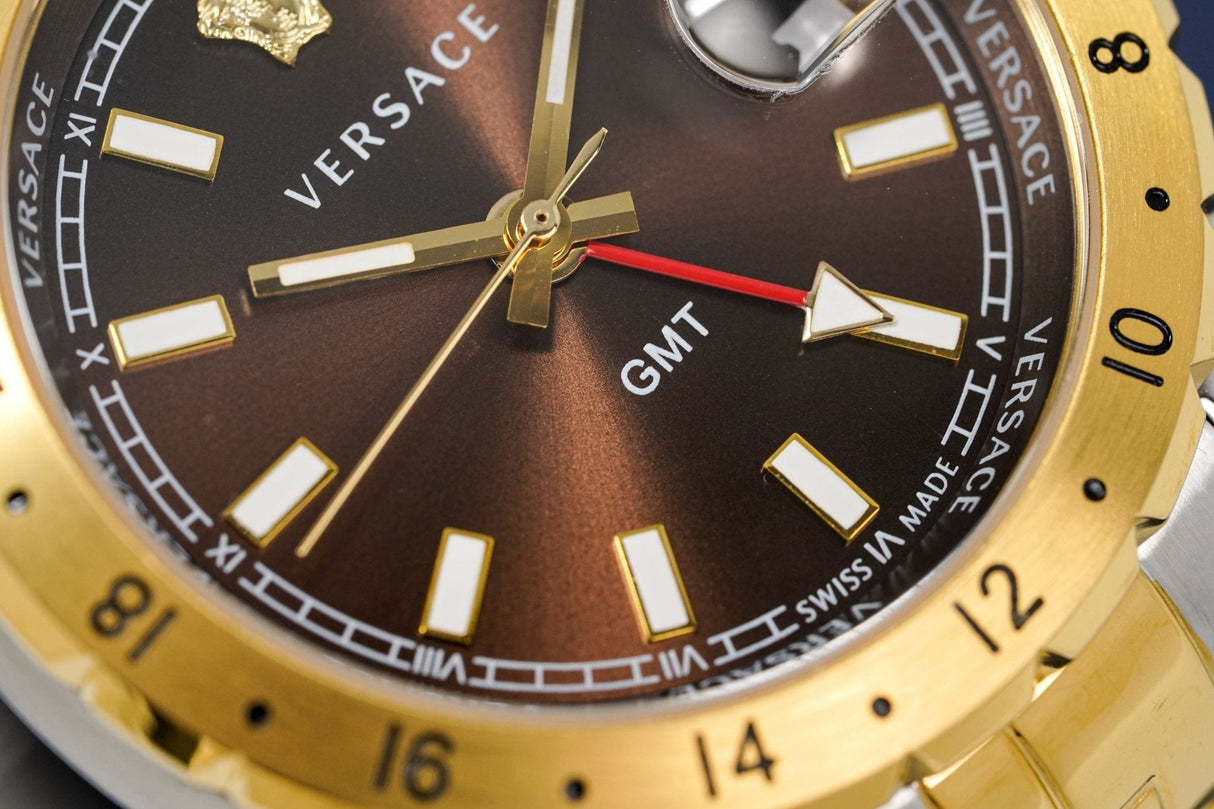 Versace Men's Watch Hellenyium GMT Two-Tone Brown V11040015 - Designer Watch Store