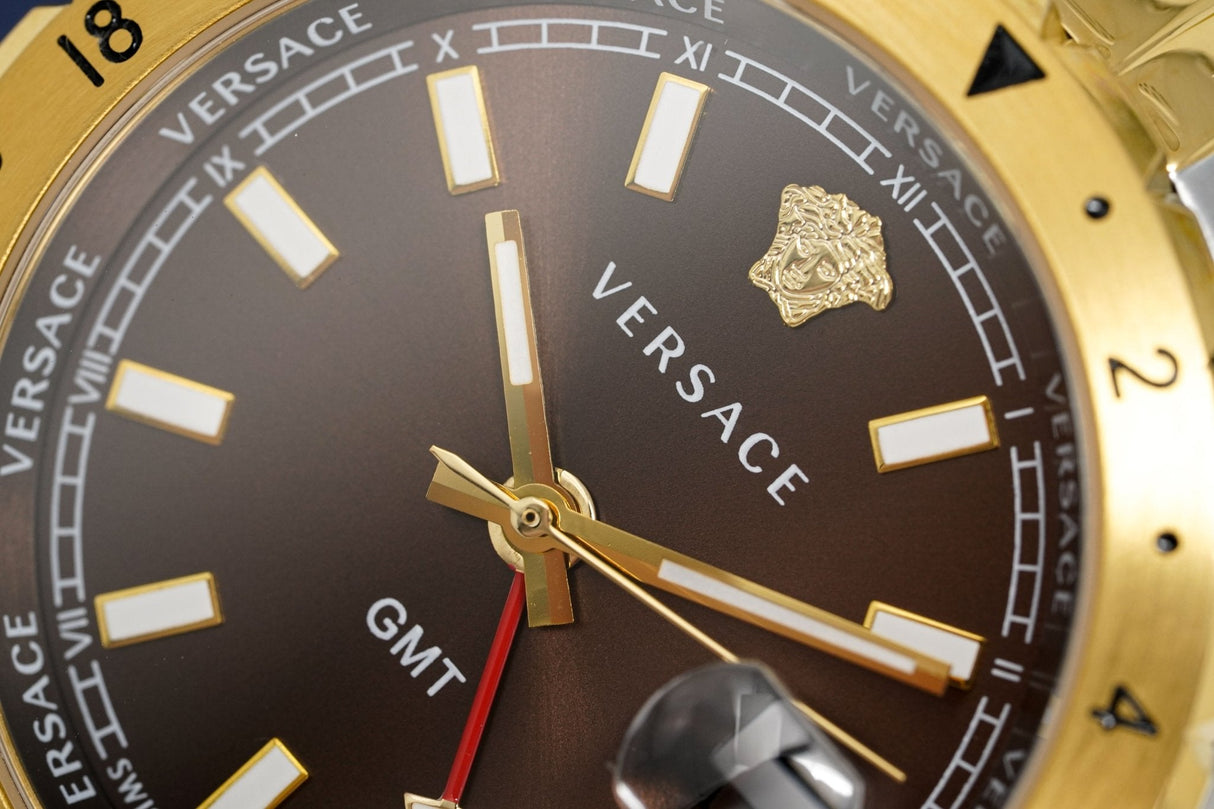 Versace Men's Watch Hellenyium GMT Two-Tone Brown V11040015 - Designer Watch Store