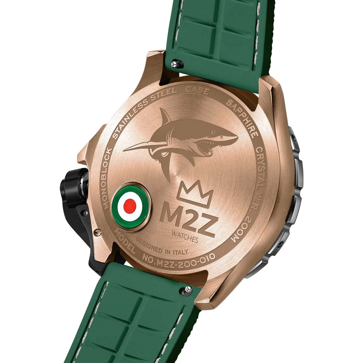 M2Z Men's Watch Diver 200 Green/Rose Gold 200-010