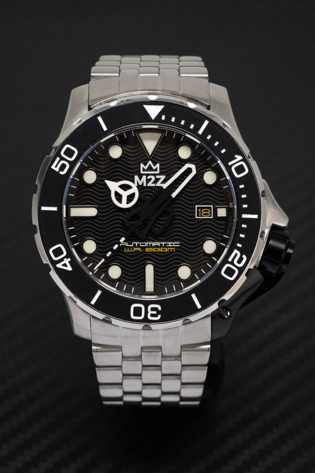 M2Z Men's Watch Diver 200 Bracelet Black 200-002X