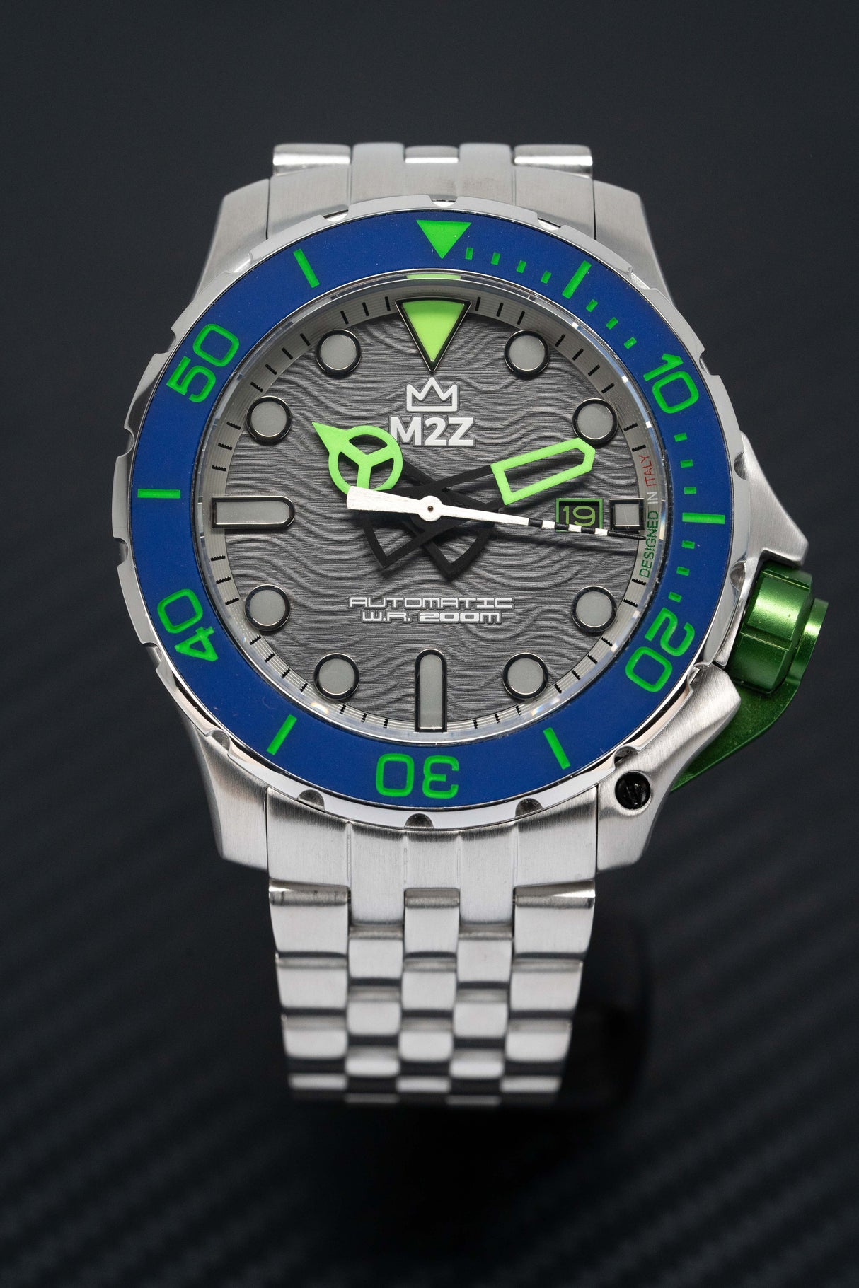 M2Z Men's Watch Diver 200 Bracelet Green Blue 200-003X