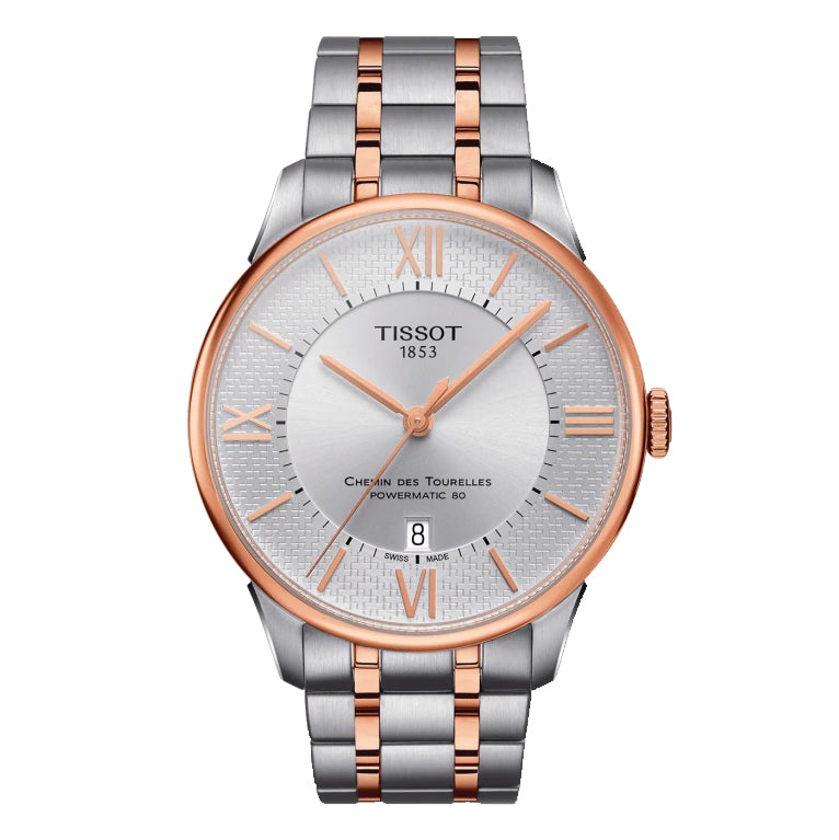 Tissot Men's Automatic Watch Chemin Des Tourelles Powermatic 80 Two-Tone Rose Helvetic Pride Special Edition T0994072203801