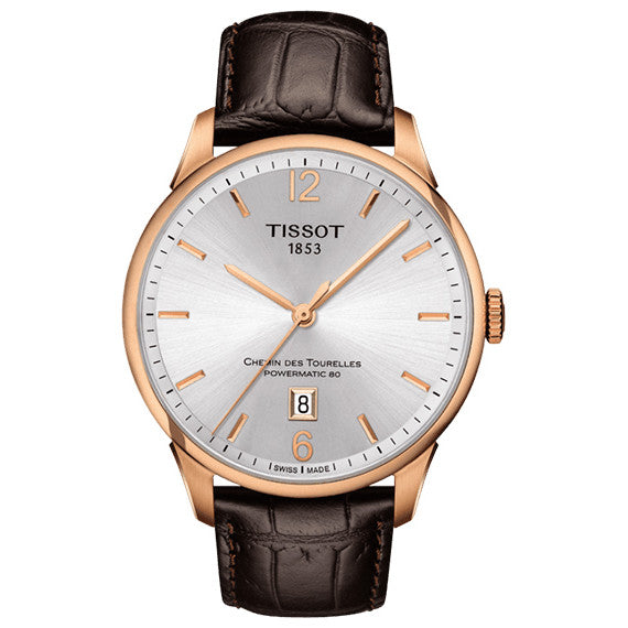 Tissot Men's Automatic Watch Chemin Des Tourelles Powermatic 80 Two-Tone Rose Gold T0994073603700